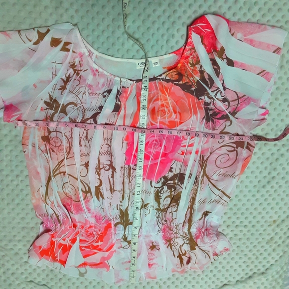 Cato Top Pink Floral Airbrush Peplum Hem Size 26/28W NWOT - Picture 14 of 15